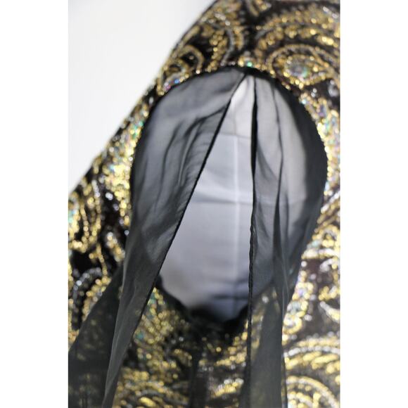 Vintage 60s Witchy Gothic Glam Jack Bryan Black Chiffon Maxi Dress Medium - Picture 6 of 10